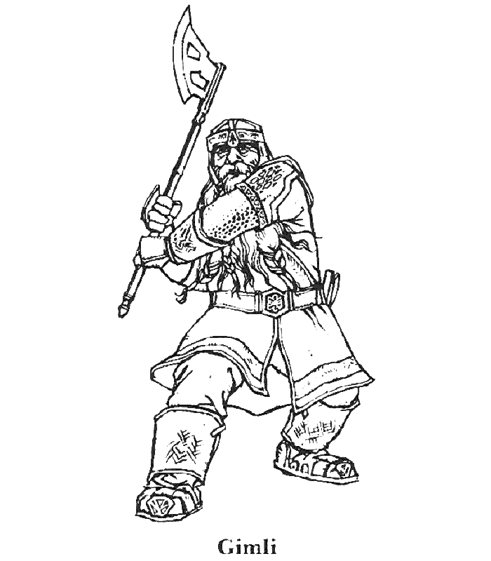 coloriage Gimli le seigneur des anneaux